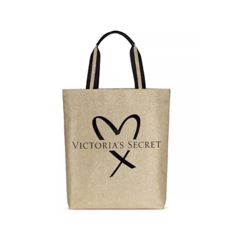 Victoria's Secret Metallic Shimmer Gold Large Tote Bag
